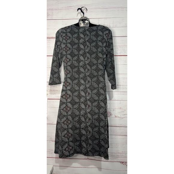 Royal Robbins Essential Nara Dress Large Gray Printed 3/4 Sleeve Small - Picture 4 of 4